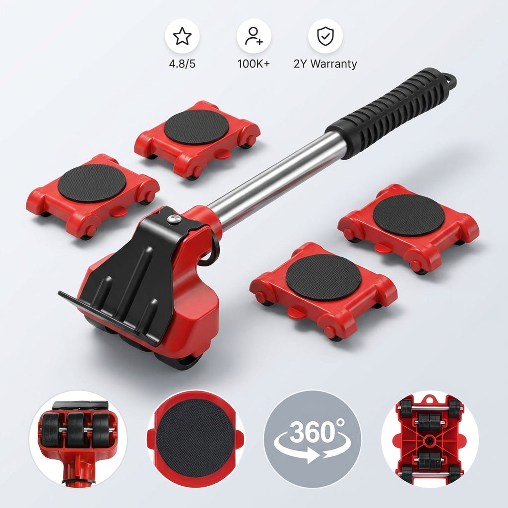 4-delige meubelhef- en verhuisset voor zwaar gebruik - Til moeiteloos tot 150 kg op